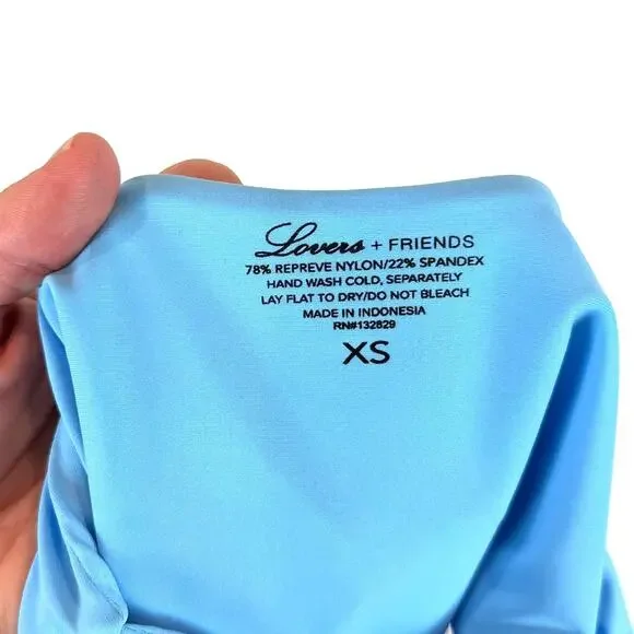 Lovers + Friends High Waist Blue Bikini Swimsuit Bottoms Women's Size XS NWT - Picture 3 of 3